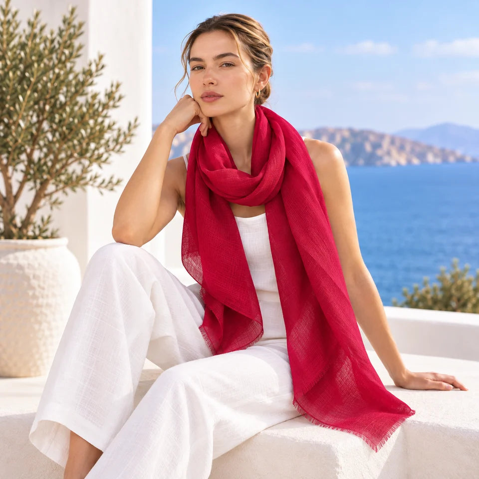 Dlux Zara Linen Scarf Red