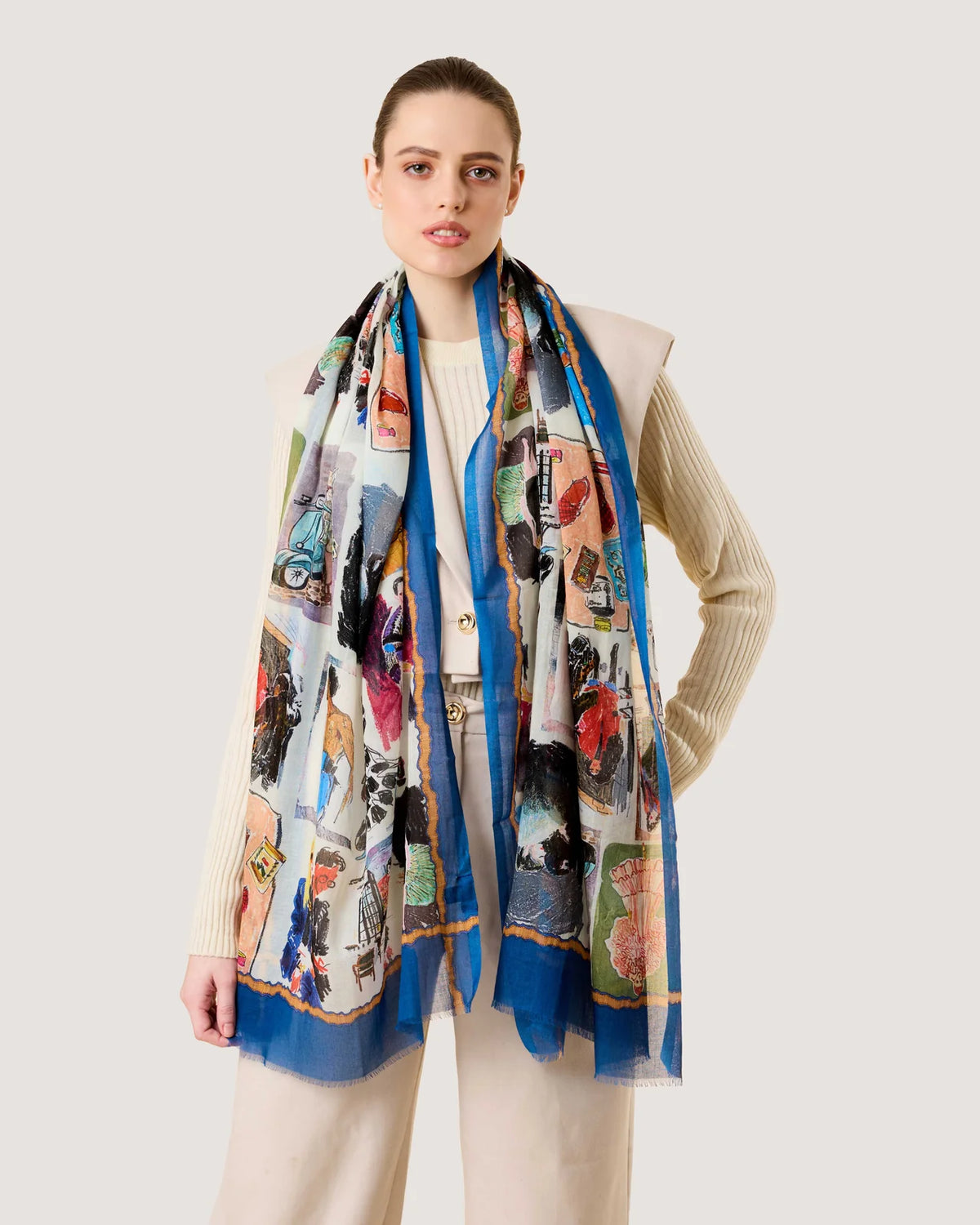 Dlux Harper Vignette Scarf Denim
