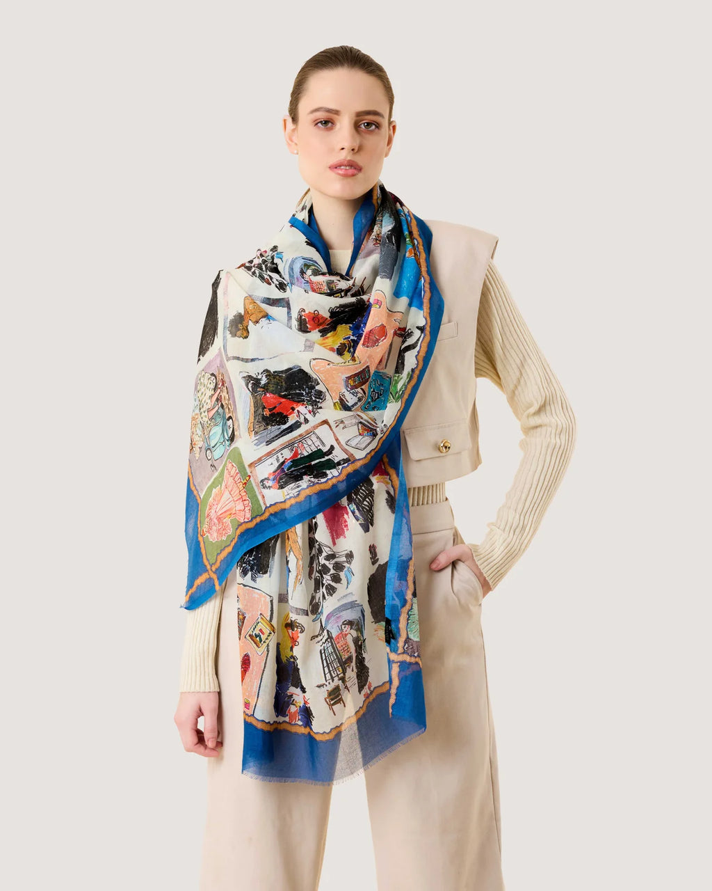 Dlux Harper Vignette Scarf Denim