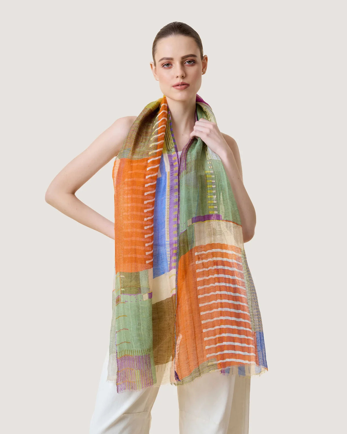 Dlux Studio Abstract Stripes Scarf Multi
