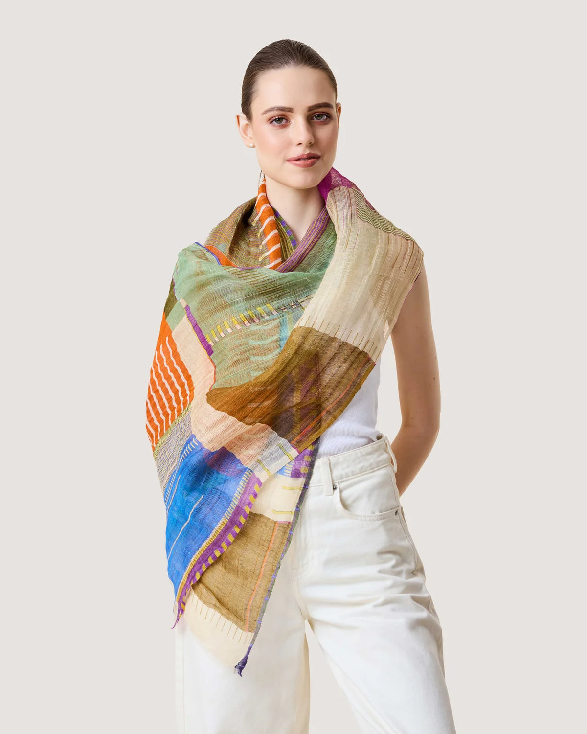 Dlux Studio Abstract Stripes Scarf Multi