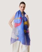 Dlux Swan Line Art Scarf Indigo