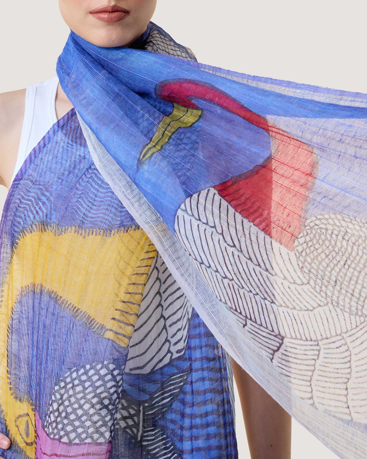 Dlux Swan Line Art Scarf Indigo