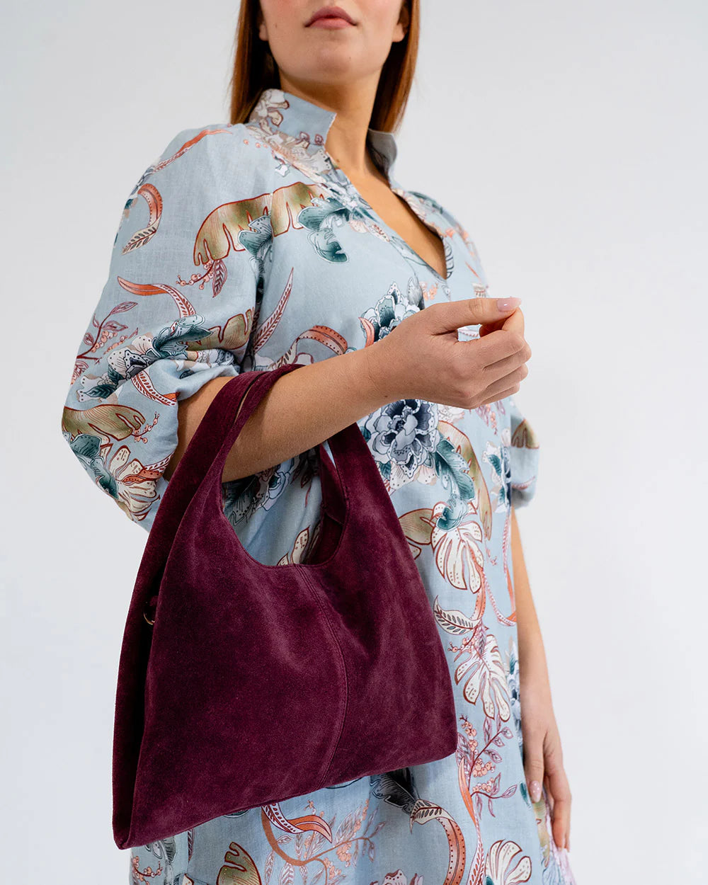 Arlington Milne Emery Tote Burgandy Suede