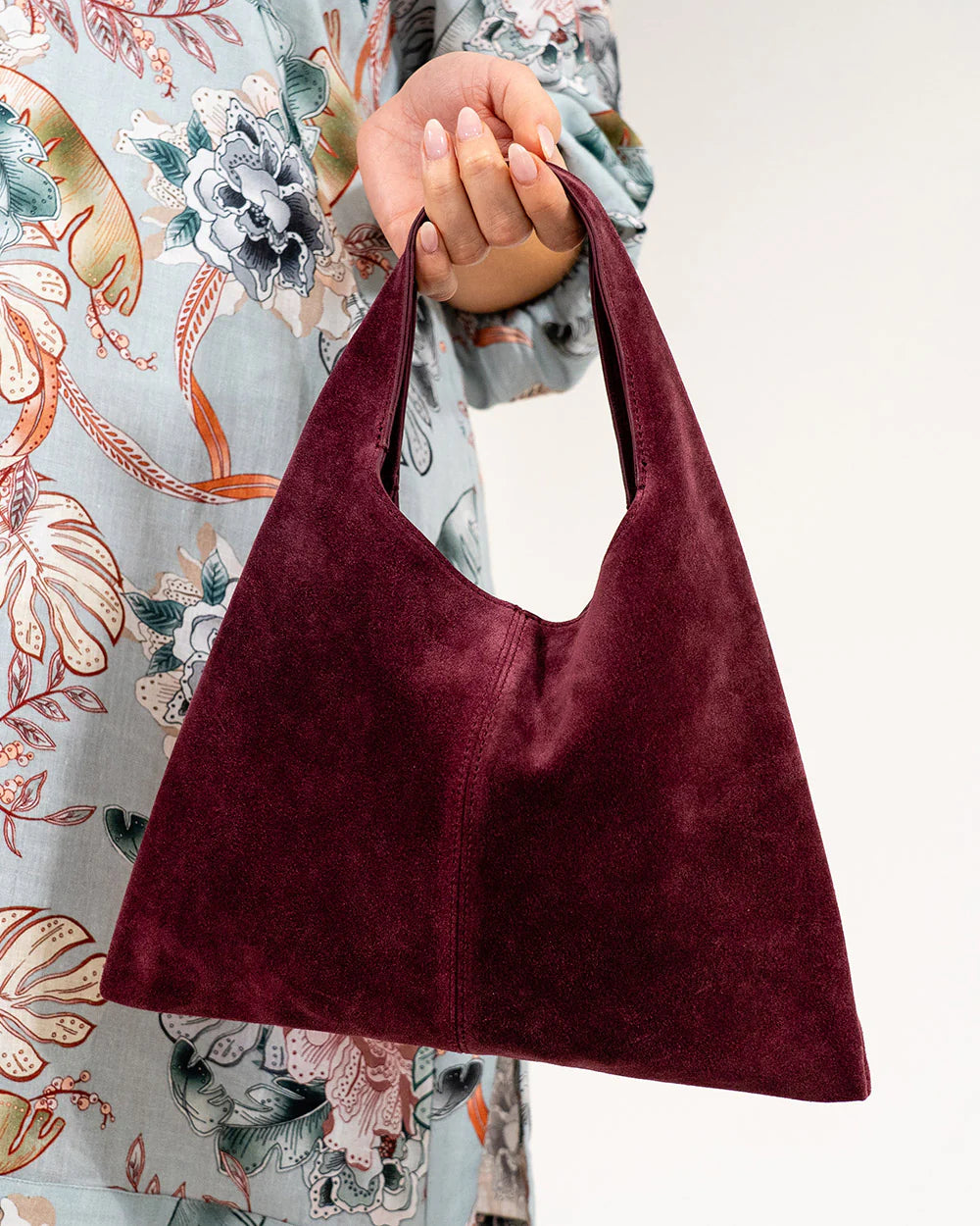 Arlington Milne Emery Tote Burgandy Suede