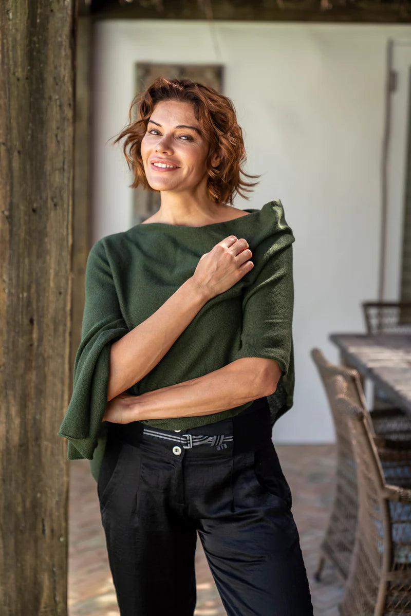 Esperance & Co Cashmere Topper Olive